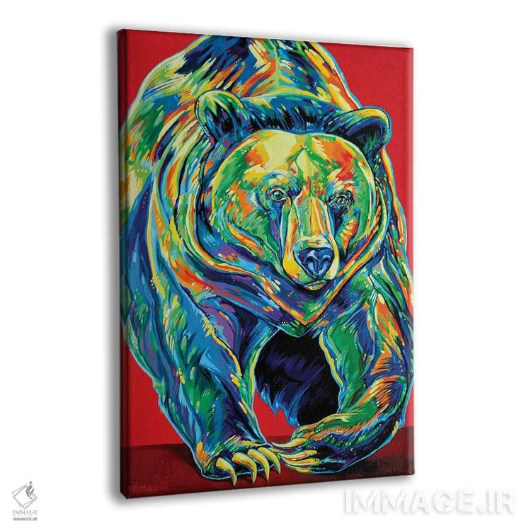 تابلو دکوراتیو خرس گریزلی در حرکت اثر دریک هیگینز - نمای پرسپکتیو محصول