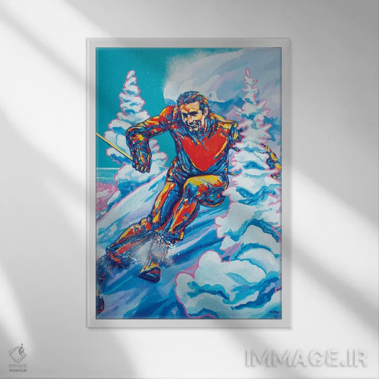 تابلو دکوراتیو پودر شامپاین اثر دریک هیگینز - نمای قابدار سفید