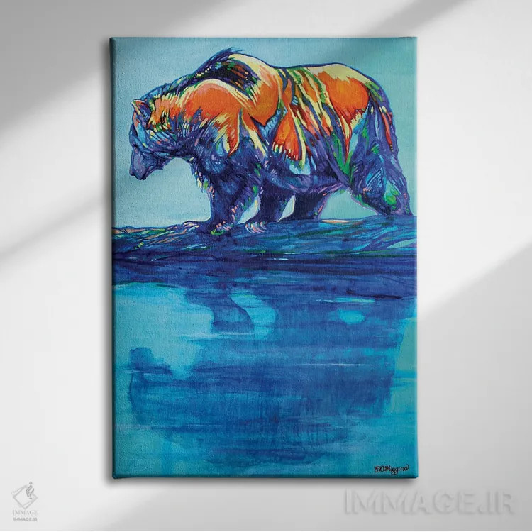 تابلو دکوراتیو خرس گریزلی کوتسماتین اثر دریک هیگینز - نمای روبهرو روی دیوار