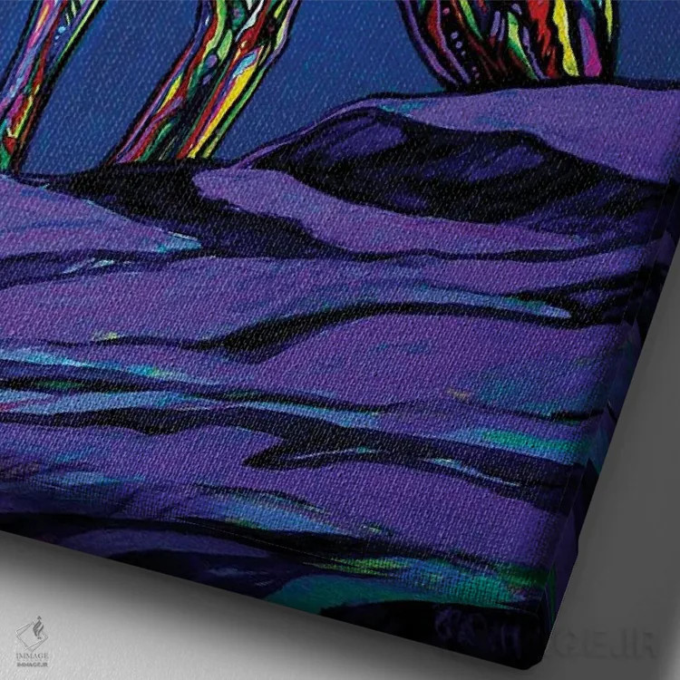 تابلو دکوراتیو کایوت اثر دریک هیگینز - نمای نزدیک بافت بوم