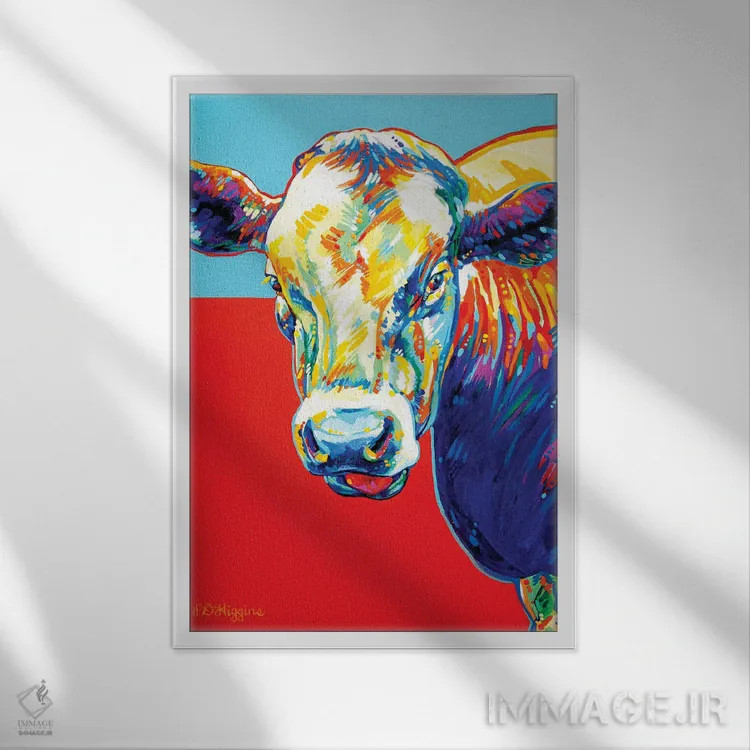 تابلو دکوراتیو گاو کلون مک نویز اثر دریک هیگینز - نمای قابدار سفید
