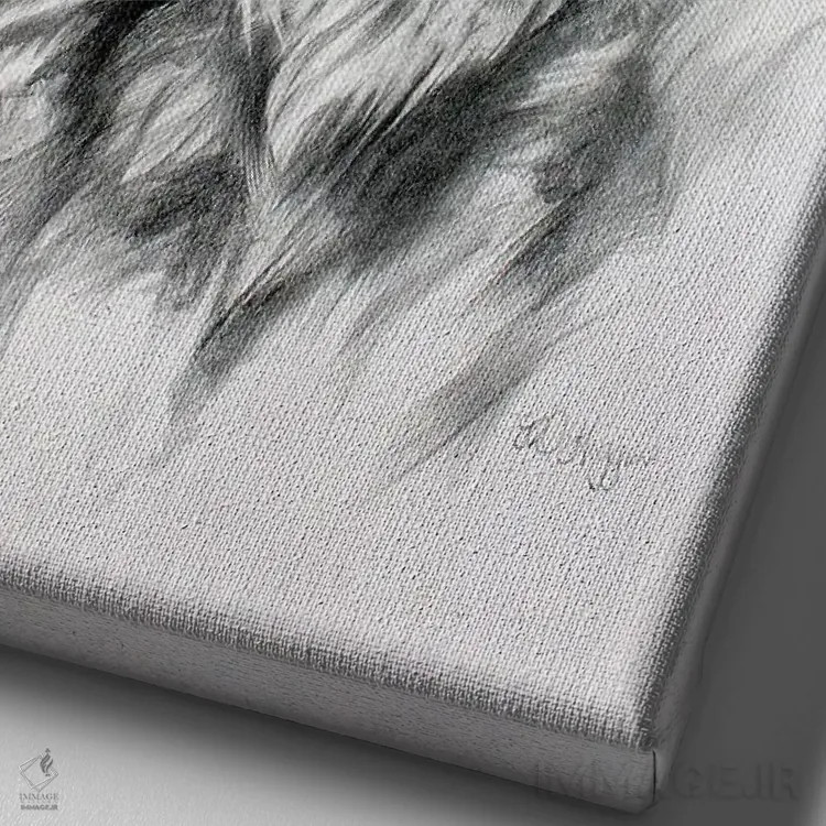 تابلو دکوراتیو طرح خرس گریزلی اثر دریک هیگینز - نمای نزدیک بافت بوم