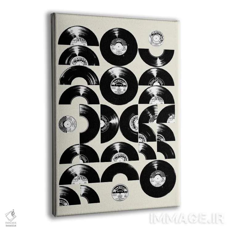 تابلو دکوراتیو صفحه های موسیقی اواسط قرن بیستم اثر دیکاتمی - نمای پرسپکتیو محصول