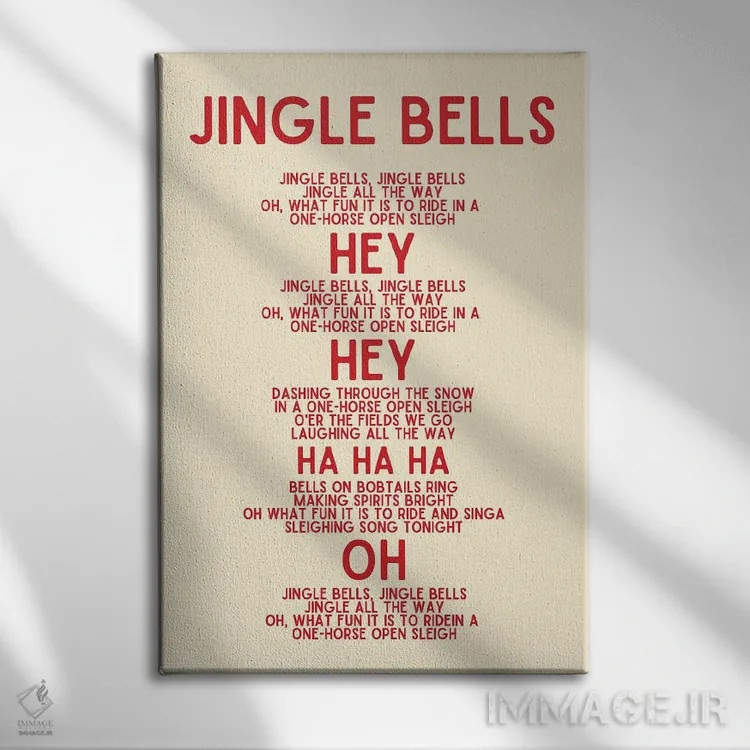 تابلو دکوراتیو متن سرود کریسمس زنگوله ها اثر پیج ترنر - نمای روبهرو روی دیوار