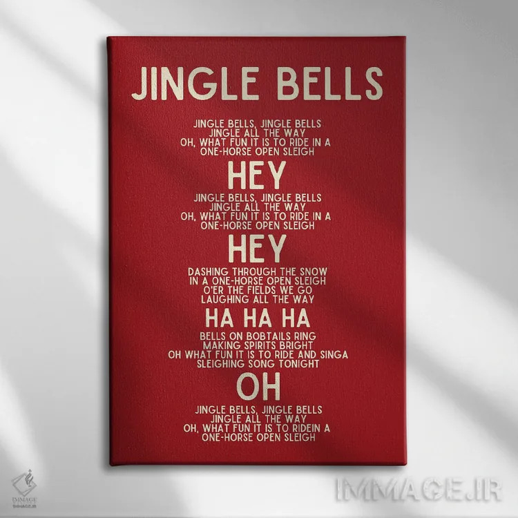 تابلو دکوراتیو متن سرود کریسمس زنگوله ها اثر پیج ترنر - نمای روبهرو روی دیوار