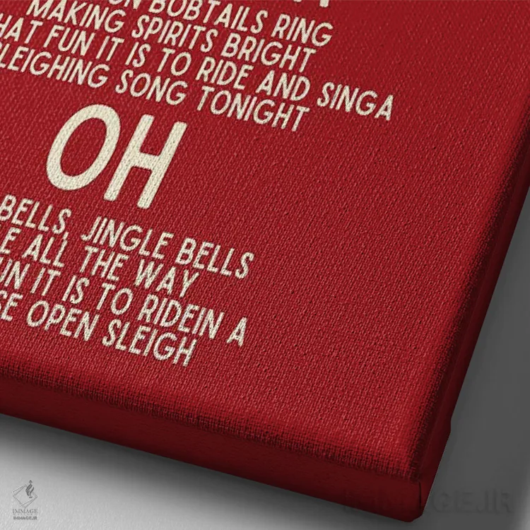 تابلو دکوراتیو متن سرود کریسمس زنگوله ها اثر پیج ترنر - نمای نزدیک بافت بوم