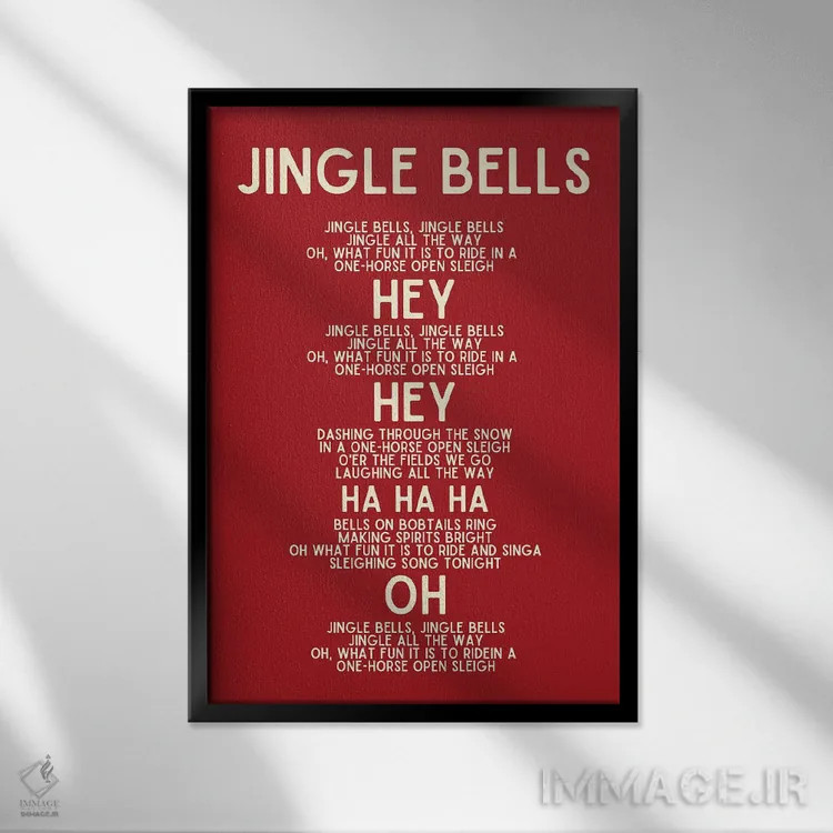 تابلو دکوراتیو متن سرود کریسمس زنگوله ها اثر پیج ترنر - نمای قابدار مشکی
