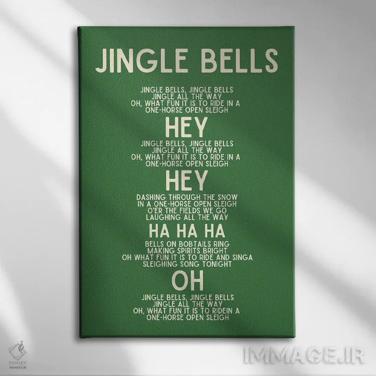 تابلو دکوراتیو متن سرود کریسمس زنگوله ها اثر پیج ترنر - نمای روبهرو روی دیوار