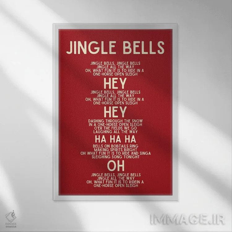 تابلو دکوراتیو متن سرود کریسمس زنگوله ها اثر پیج ترنر - نمای قابدار سفید
