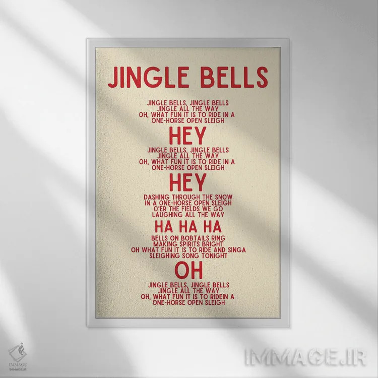 تابلو دکوراتیو متن سرود کریسمس زنگوله ها اثر پیج ترنر - نمای قابدار سفید