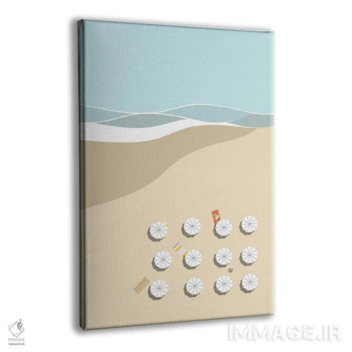 تابلو مینیمال چترها کنار دریا اثر پیج ترنر - نمای پرسپکتیو محصول