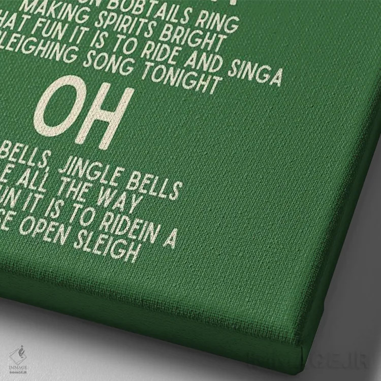 تابلو دکوراتیو متن سرود کریسمس زنگوله ها اثر پیج ترنر - نمای نزدیک بافت بوم