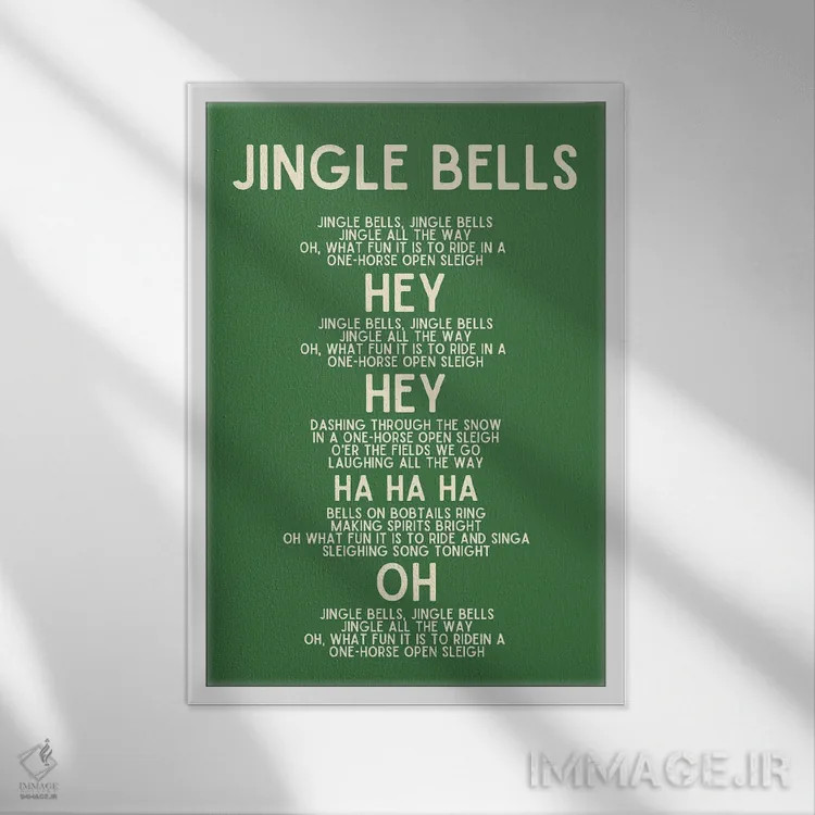تابلو دکوراتیو متن سرود کریسمس زنگوله ها اثر پیج ترنر - نمای قابدار سفید