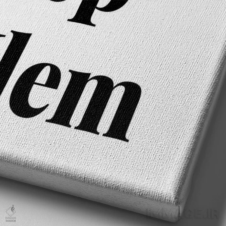 تابلو دکوراتیو نقل قول سگ: ووف، بلب، ملم اثر پیج ترنر - نمای نزدیک بافت بوم