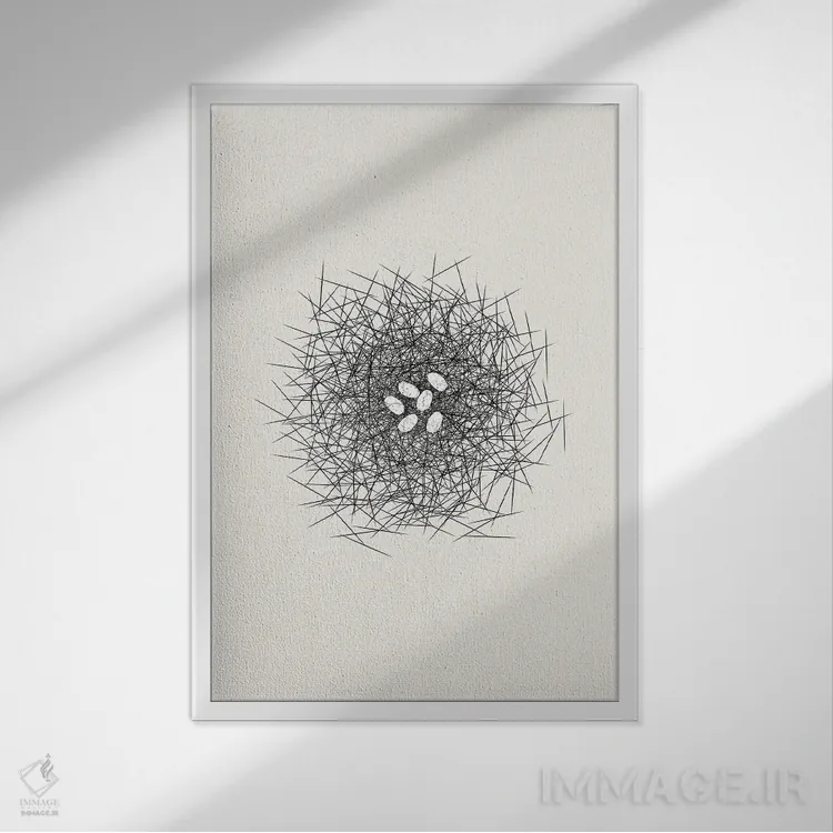 تابلو مینیمال مجموعه لانه اثر پیج ترنر - نمای قابدار سفید