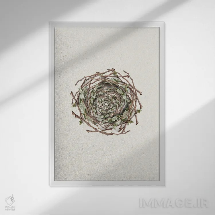 تابلو دکوراتیو مجموعه لانه اثر پیج ترنر - نمای قابدار سفید