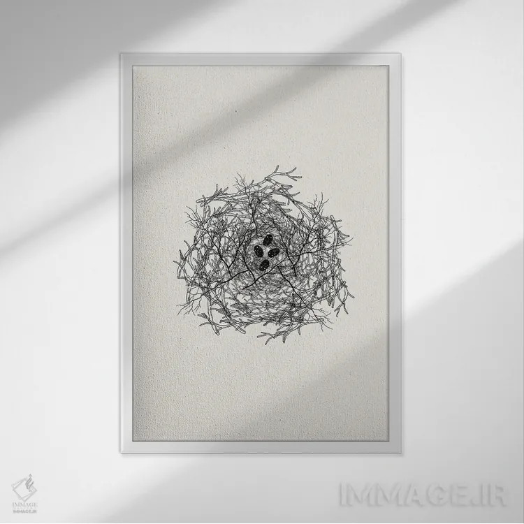 تابلو مینیمال مجموعه لانه اثر پیج ترنر - نمای قابدار سفید