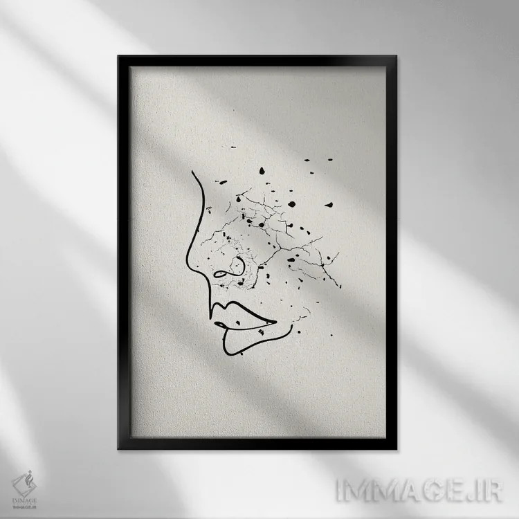 تابلو مینیمال مجموعه چهره خال خالی اثر پیج ترنر - نمای قابدار مشکی