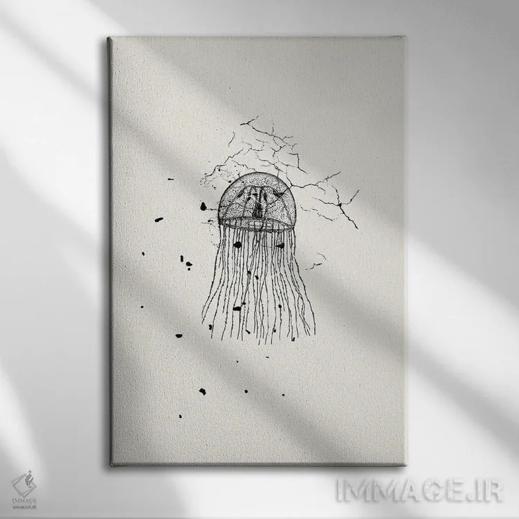 تابلو مدرن عروس دریایی مرمری اثر پیج ترنر - نمای روبهرو روی دیوار