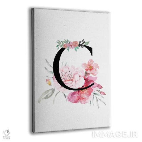 تابلو دکوراتیو حرف C با گل های آبرنگی اثر پیج ترنر - نمای پرسپکتیو محصول