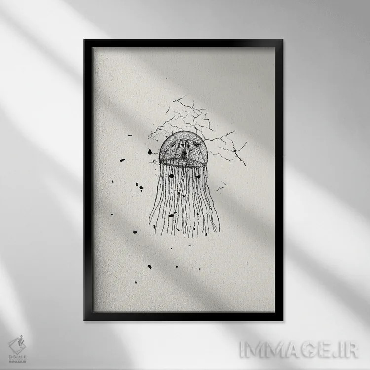 تابلو مدرن عروس دریایی مرمری اثر پیج ترنر - نمای قابدار مشکی