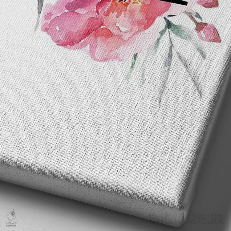 تابلو دکوراتیو حرف A با گل های آبرنگی اثر پیج ترنر - نمای نزدیک بافت بوم