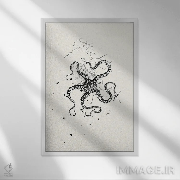 تابلو مدرن جوهر ماهی مرکب اثر پیج ترنر - نمای قابدار سفید