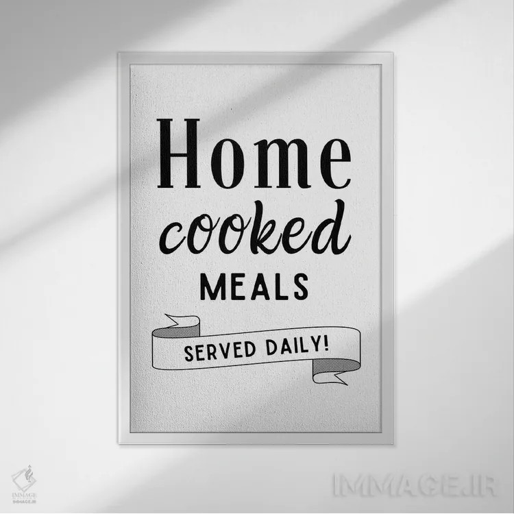 تابلو دکوراتیو غذاهای خانگی هر روز سرو می شوند اثر پیج ترنر - نمای قابدار سفید