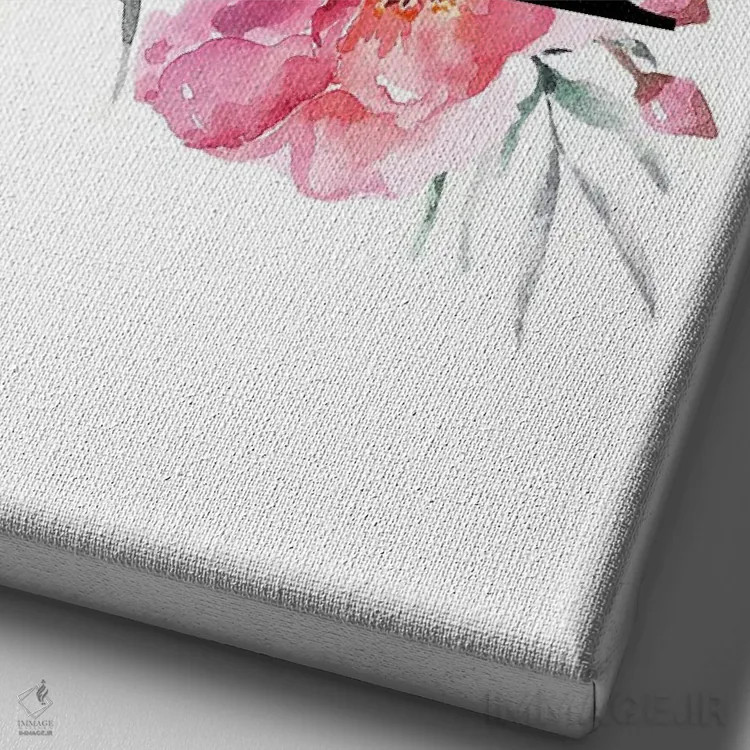 تابلو دکوراتیو حرف M با گل های آبرنگی اثر پیج ترنر - نمای نزدیک بافت بوم