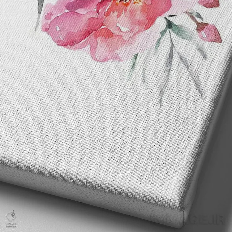 تابلو دکوراتیو حرف L با گل های آبرنگی اثر پیج ترنر - نمای نزدیک بافت بوم