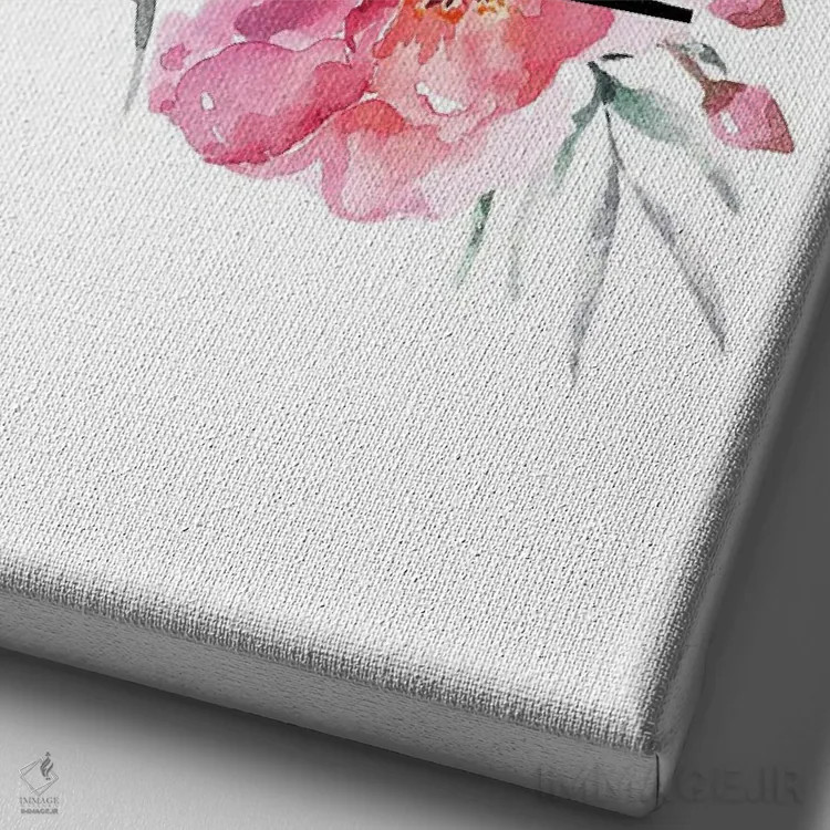 تابلو دکوراتیو حرف X با گل های آبرنگی اثر پیج ترنر - نمای نزدیک بافت بوم