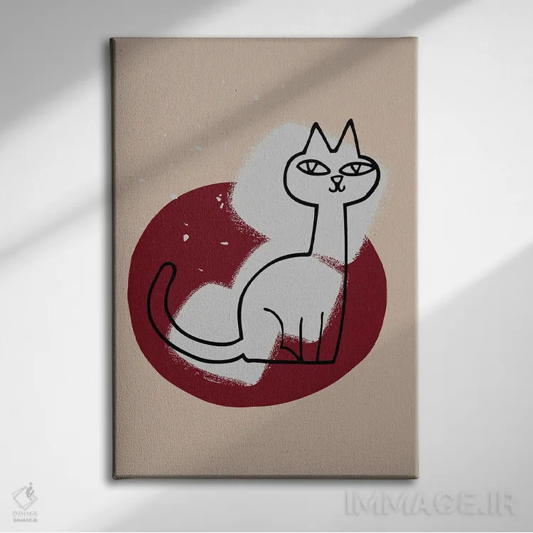 تابلو مینیمال گربه روی زیرانداز اثر پیج ترنر - نمای روبهرو روی دیوار
