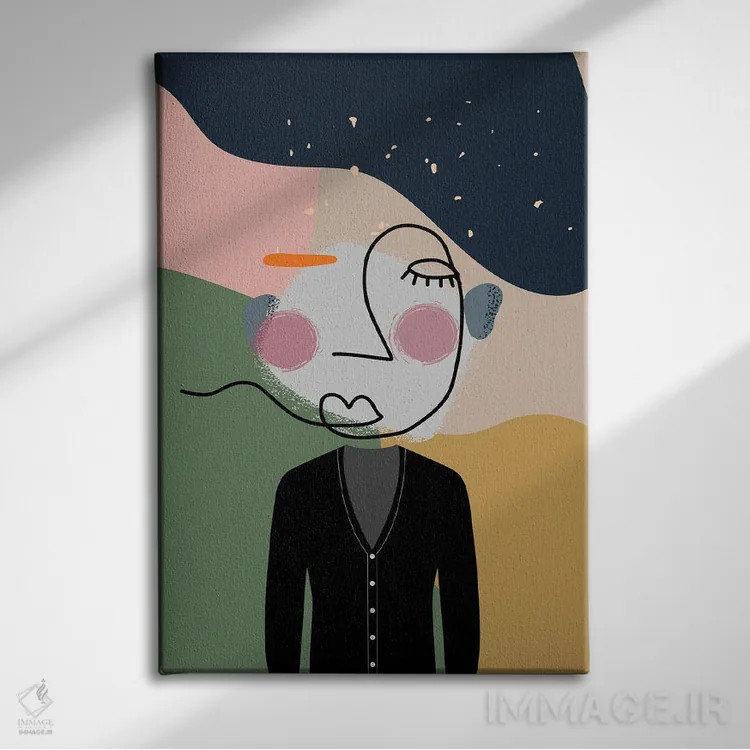 تابلو مینیمال اثر شاهزاده - نقاشی خطی مدرن و قدیمی انتزاعی - نمای روبهرو روی دیوار