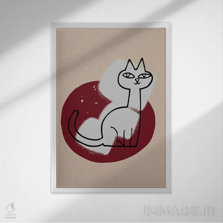 تابلو مینیمال گربه روی زیرانداز اثر پیج ترنر - نمای قابدار سفید