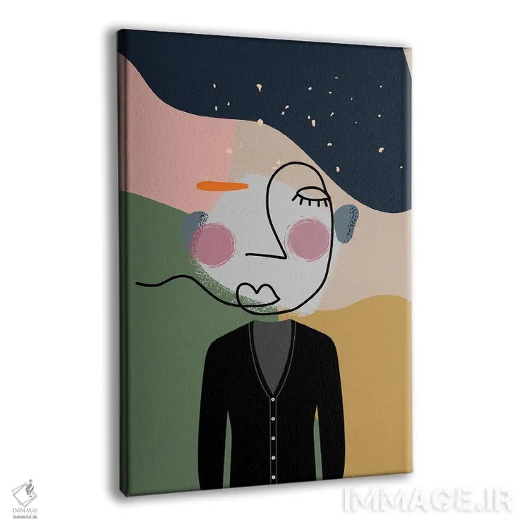 تابلو مینیمال اثر شاهزاده - نقاشی خطی مدرن و قدیمی انتزاعی - نمای پرسپکتیو محصول