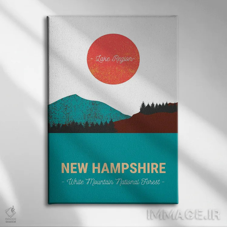 تابلو دکوراتیو سفر قدیمی به دریاچه و جنگل نیوهمپشایر اثر پیج ترنر - نمای روبهرو روی دیوار