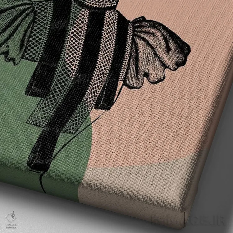 تابلو مینیمال اثر دوشس - نقاشی خطی مدرن و قدیمی انتزاعی - نمای نزدیک بافت بوم