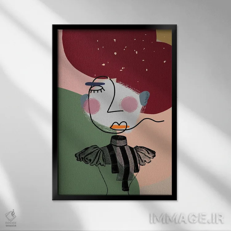 تابلو مینیمال اثر دوشس - نقاشی خطی مدرن و قدیمی انتزاعی - نمای قابدار مشکی