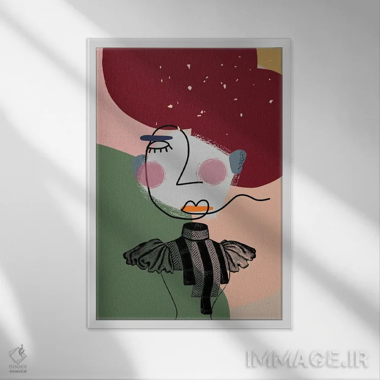 تابلو مینیمال اثر دوشس - نقاشی خطی مدرن و قدیمی انتزاعی - نمای قابدار سفید