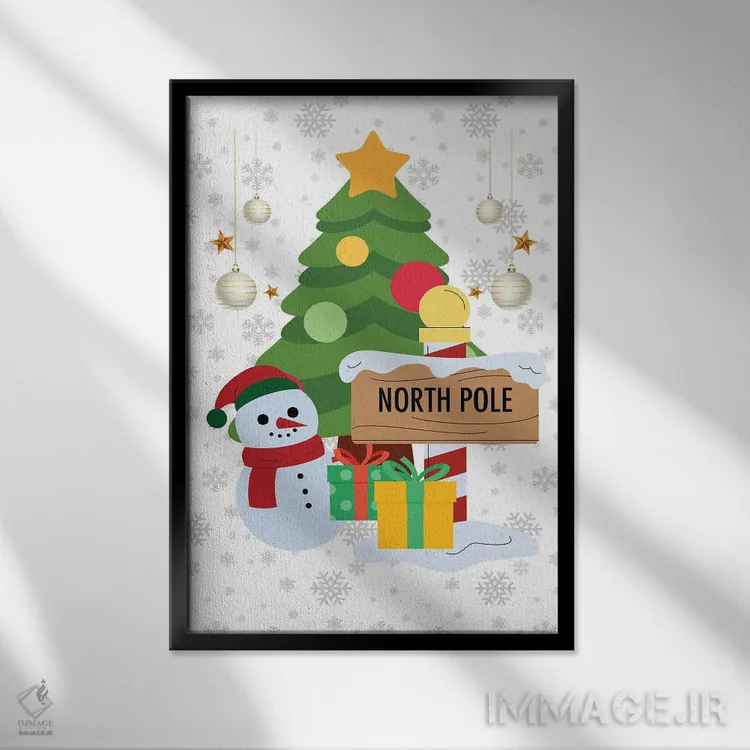 تابلوی دیواری کریسمس قطب شمال اثر پیج ترنر - نمای قابدار مشکی