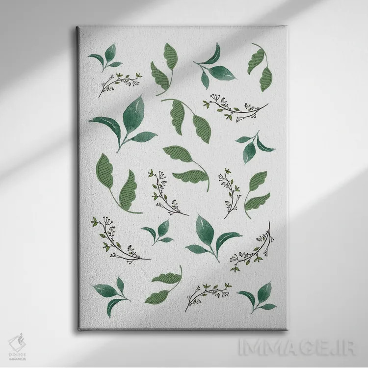 تابلو مینیمال طرح برگ های جنگلی و گیاهی اثر پیج ترنر - نمای روبهرو روی دیوار