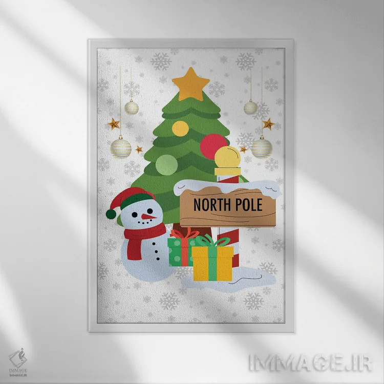 تابلوی دیواری کریسمس قطب شمال اثر پیج ترنر - نمای قابدار سفید