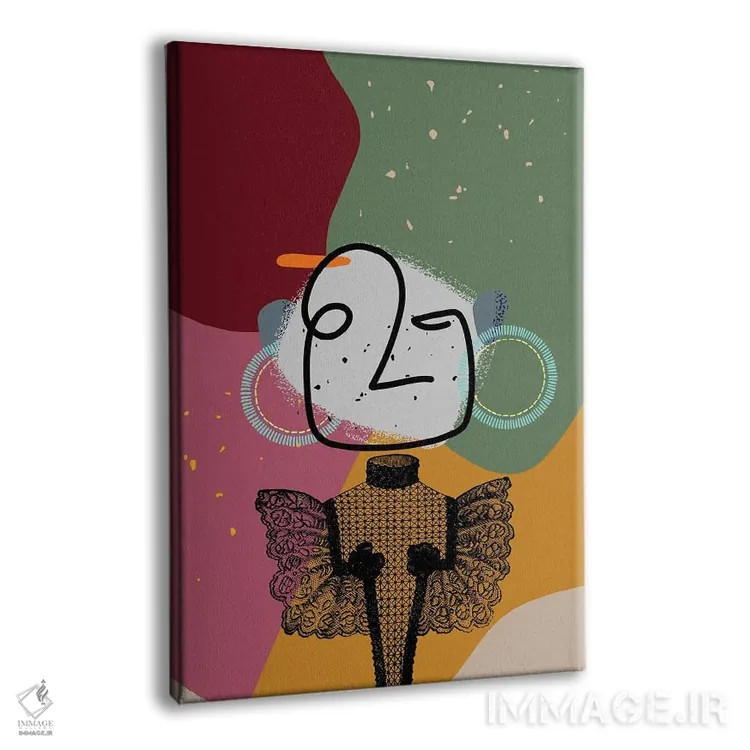 تابلو مینیمال اثر ملکه - نقاشی خطی مدرن و قدیمی انتزاعی - نمای پرسپکتیو محصول