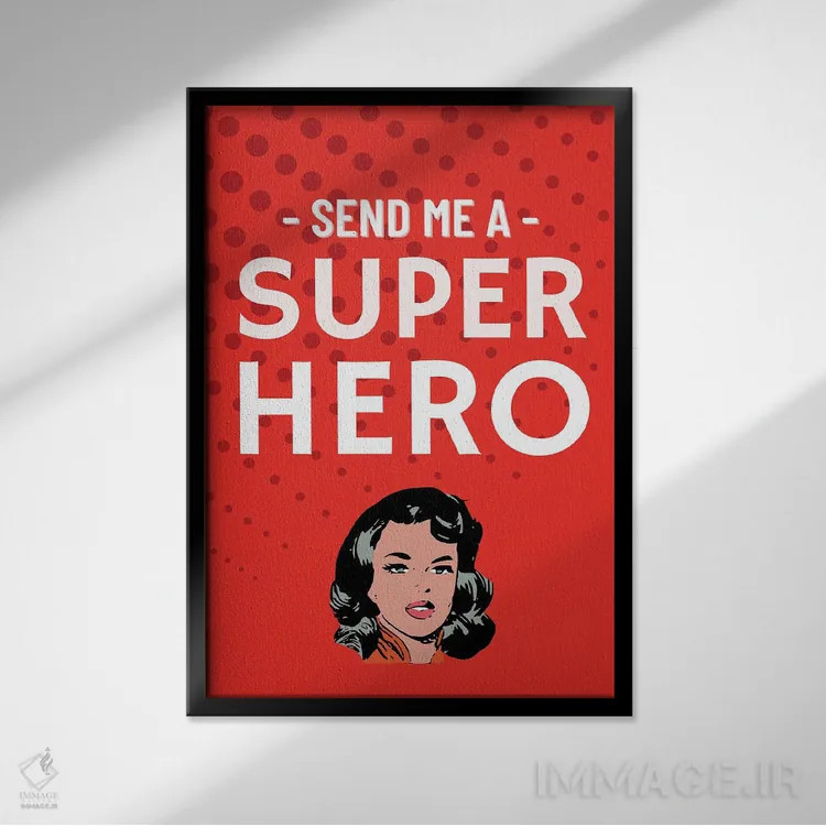 تابلو دکوراتیو برایم کمیک ابرقهرمانی قرمز بفرست اثر پیج ترنر - نمای قابدار مشکی