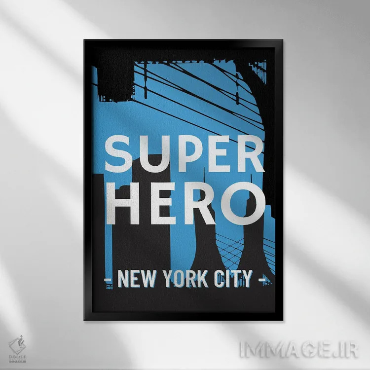 تابلو دکوراتیو کمیک ابرقهرمان شهر نیویورک اثر پیج ترنر - نمای قابدار مشکی