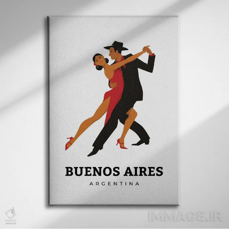 تابلو مینیمال رقص تانگو آرت دکو در بوینس آیرس آرژانتین اثر پیج ترنر - نمای روبهرو روی دیوار