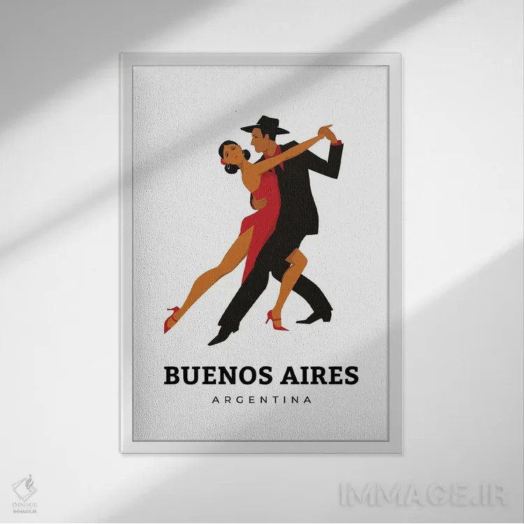 تابلو مینیمال رقص تانگو آرت دکو در بوینس آیرس آرژانتین اثر پیج ترنر - نمای قابدار سفید