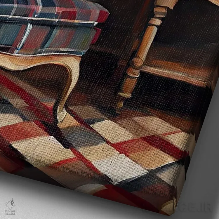 تابلو مدرن سالن شطرنجی اثر پیج ترنر - نمای نزدیک بافت بوم