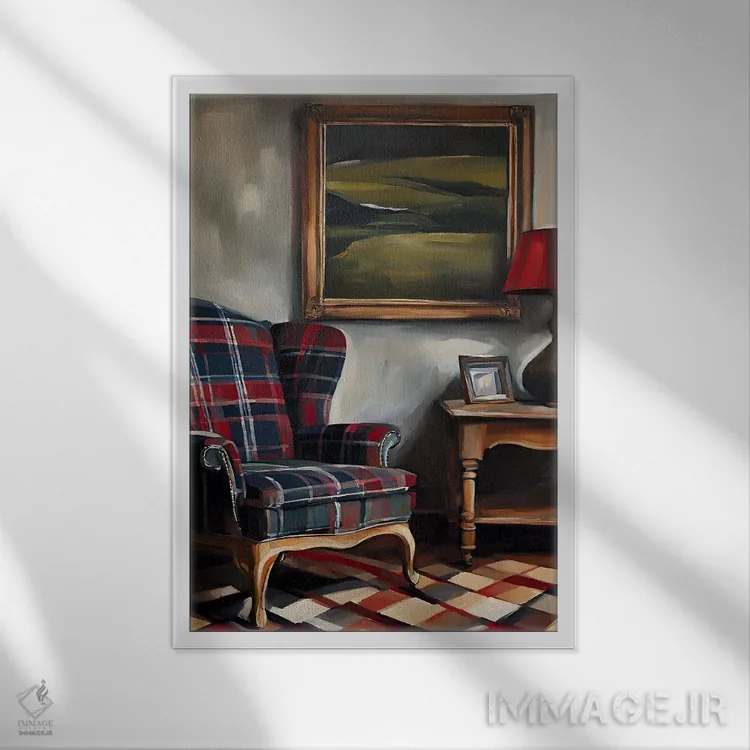 تابلو مدرن سالن شطرنجی اثر پیج ترنر - نمای قابدار سفید