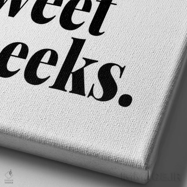 تابلو دکوراتیو نقل قول "سلام گونه های شیرین!" اثر پیج ترنر - نمای نزدیک بافت بوم